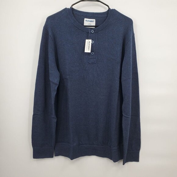 Old Navy Henley Sweater Mens Size Large Tall NWT Long Sleeve Knit Solid Classic - Picture 1 of 13